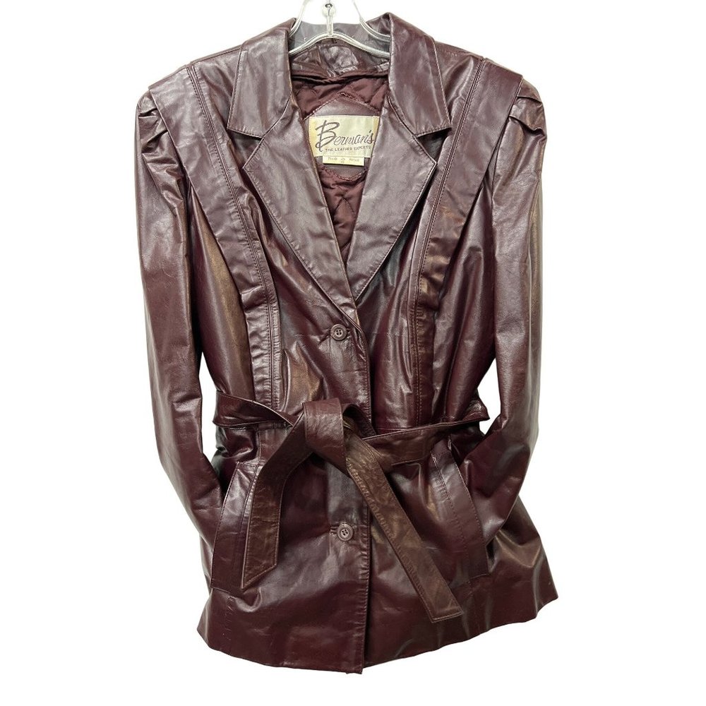 Authentic Vintage Berman’s The Leather Experts Blazer Jacket Belted Parka Trench
